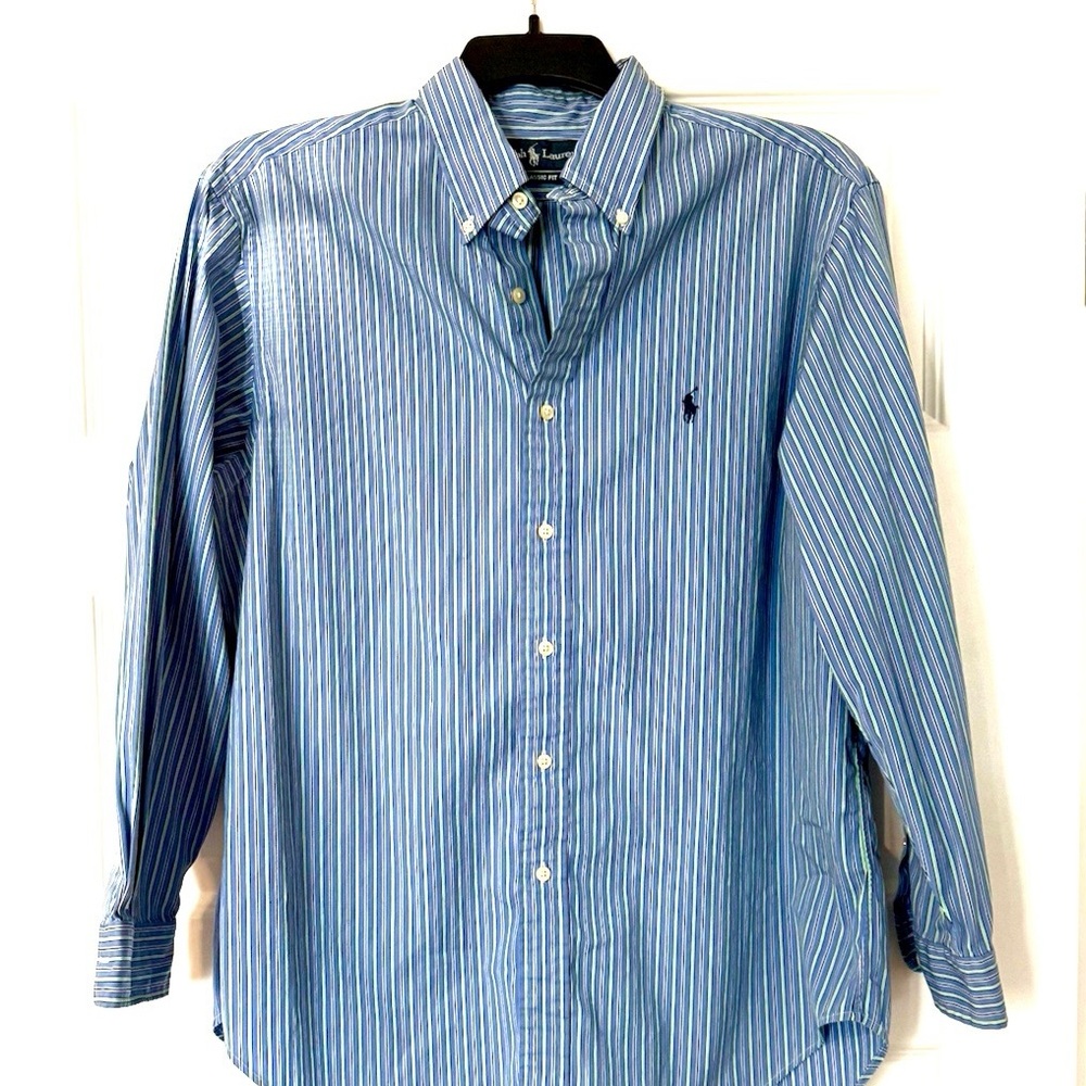 Ralph Lauren Blue and Green Striped Shirt